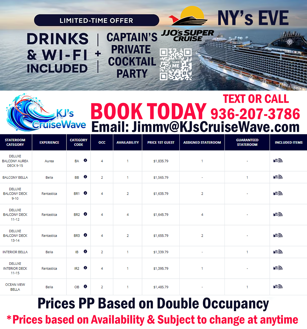 JJO's Super Cruise #6 Pricing